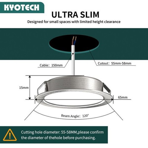 Kyotech 6-piece LED furniture spotlights 3.5W 3000K IP44 nickel