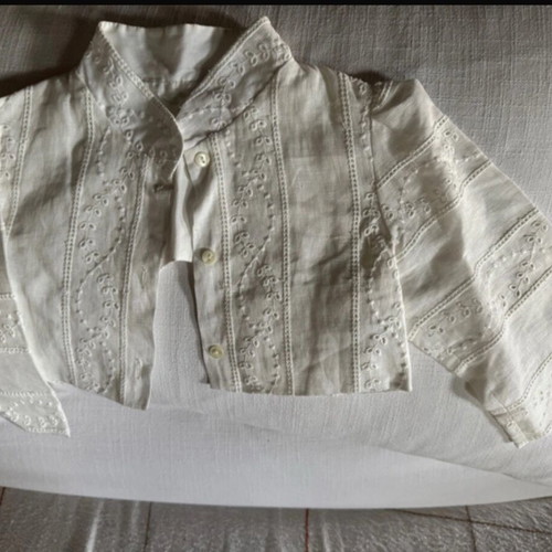 Lapin House children's bolero new, linen and cotton, white and beige, size 116 cm