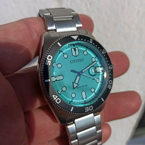Citizen AW1760-81W men's watch new, Eco-Drive, turquoise dial