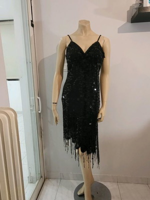 Φόρεμα παγιέτες ελαστικό ασύμμετρο μαύρο one size