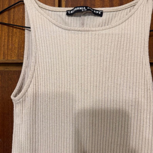 Rib winter dress used, beige color, slim fit