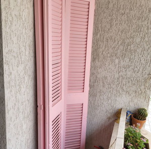 σετ παντζουρια ξύλινα ροζ χρώμα