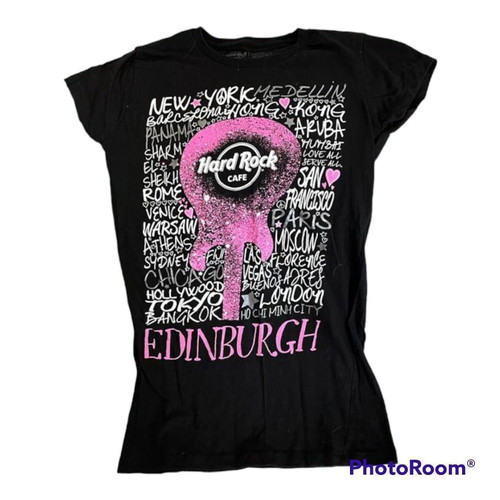 Hard Rock Cafe Edinburgh T-shirt with guitar graphic, like new, size M