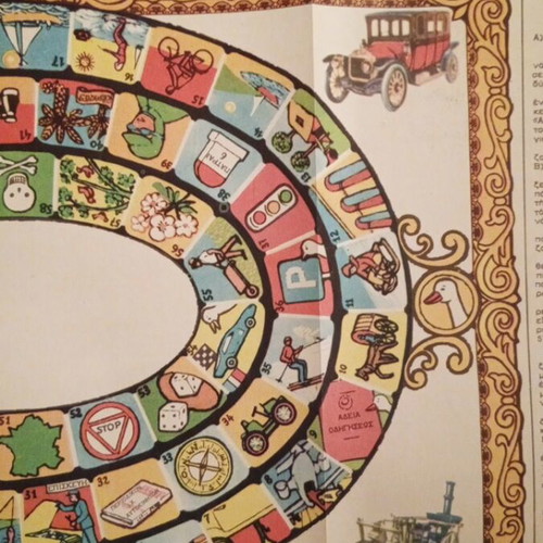 Game of the Goose board game from I.X. magazine, early 1970s