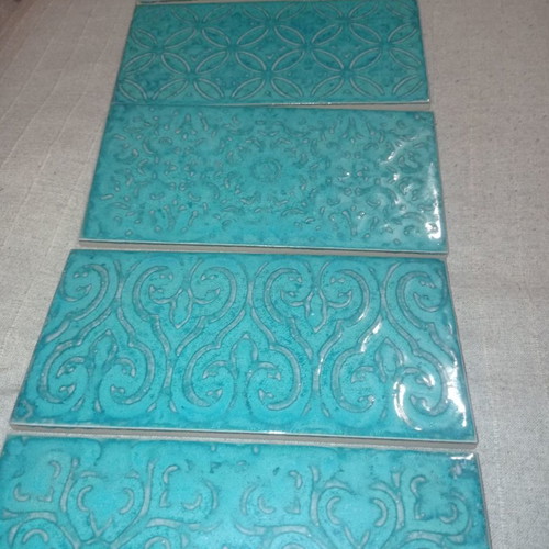Spanish vintage wall tiles, box of 26 pieces, turquoise