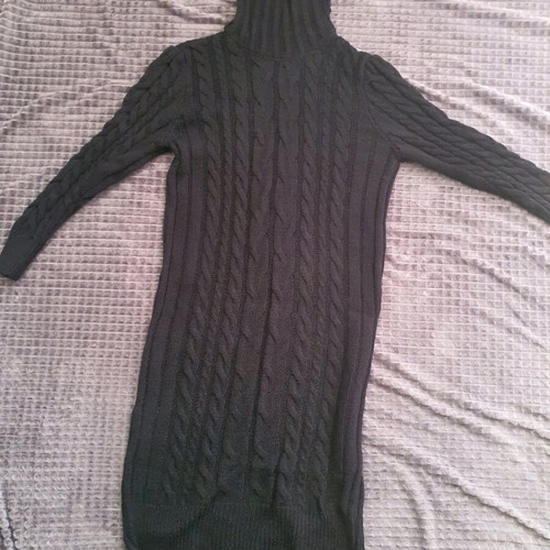Wool turtleneck sweater dress new, black, one size
