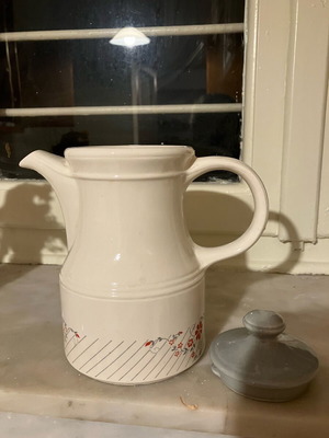 Stiltons teapot like new with red flowers and gray lid