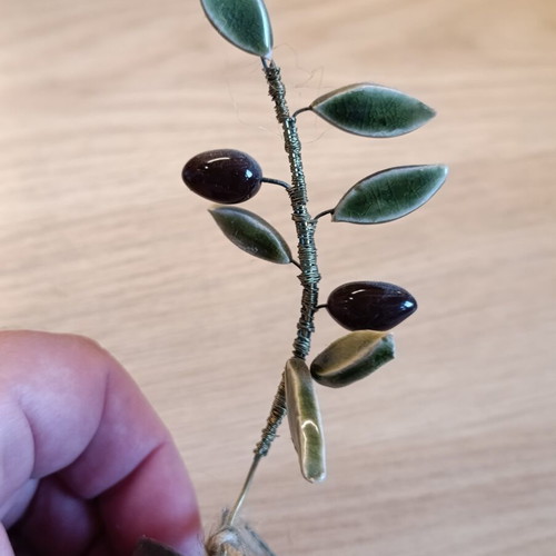 Decorative olive branch handmade porcelain, like new, 12 cm