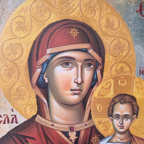 Panagia Soumela icon on natural wood 40×29 cm new