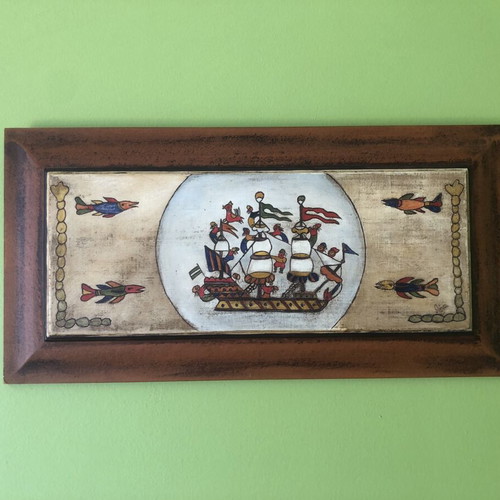 Handcrafted "Ta Ellinakia" Pyrography Wall Art traditional Greek folk art on wood like new
