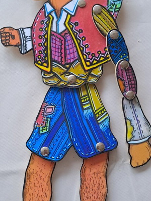 Karagiozis Wooden Figure handmade by artist Markos, like new, 35 cm