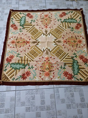 Handmade tablecloth 88×88 with velvet and gold finish like new
