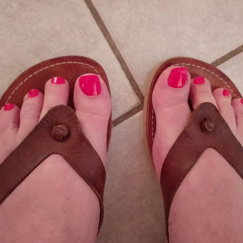 Leather sandals flip-flops size 37 used, brown
