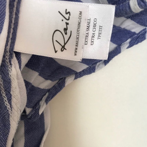 Rails shirt 100% rayon like new, white and blue