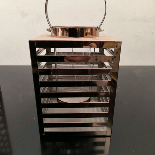 Bronze-colored candle lanterns like new, set of 2