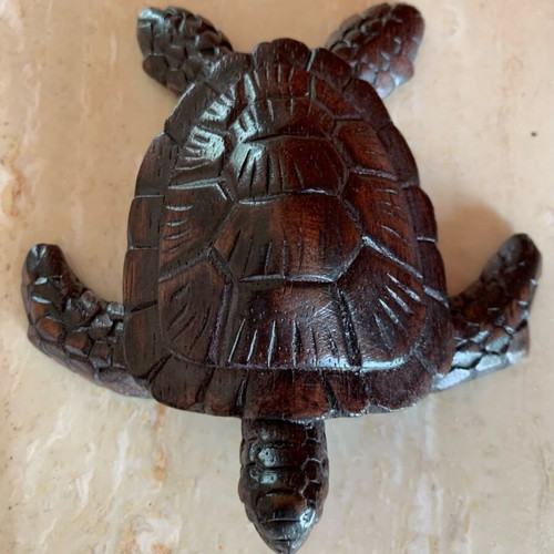 Wooden carved turtle decorative handmade, new, 11 cm