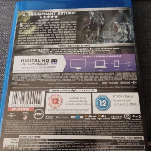 Jurassic World Fallen Kingdom Blu-Ray like new with Digital HD