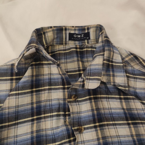 Plaid Long-Sleeve Shirt GMZ Creation Medium like new, blue and white