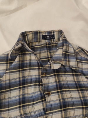 Plaid Long-Sleeve Shirt GMZ Creation Medium like new, blue and white