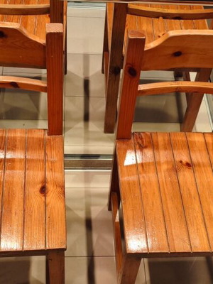 Vintage Swedish wooden chairs used, set of 2, solid pine