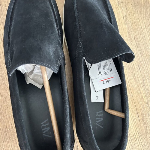 Zara leather shoes new, size 45, black loafers