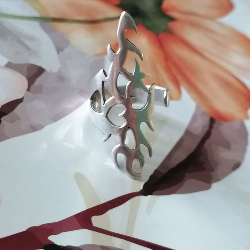 Silver 925 Gothic Tribal ring open adjustable new