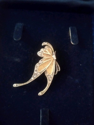 Butterfly silver-gold 925 antique brooch like new with marcasites