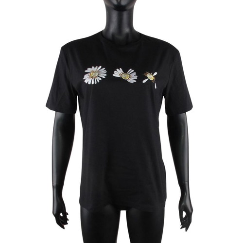 Holzweiler women's t-shirt size S black with embroidered flowers like new