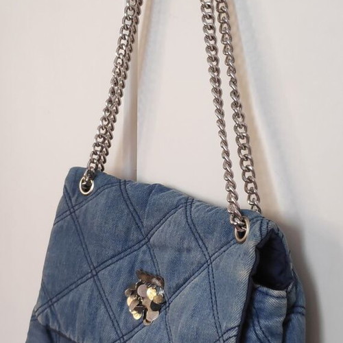 Stradivarius denim medium shoulder bag like new with chain strap