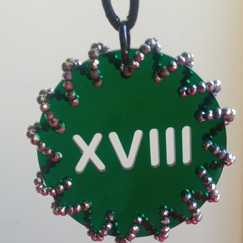 Unisex vintage Space Age plexiglass pendant number 18 like new