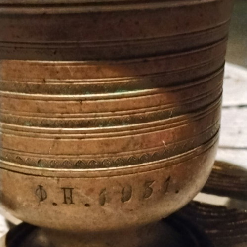 Collectible bronze mortar and pestle 1931 used, heavy ~3kg