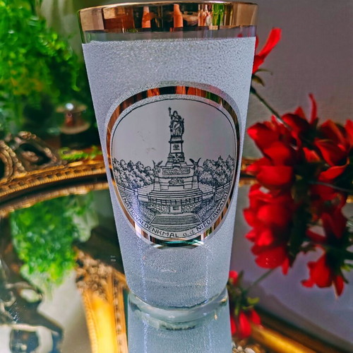 Niederwalddenkmal vintage German ice glass with gold rim
