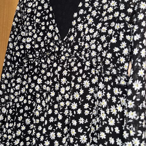 H&M floral dress, black and white, XS