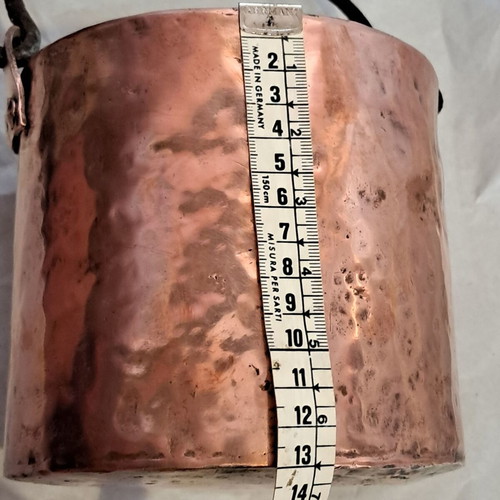 Copper vessel handmade 1930s used, 2 liters capacity