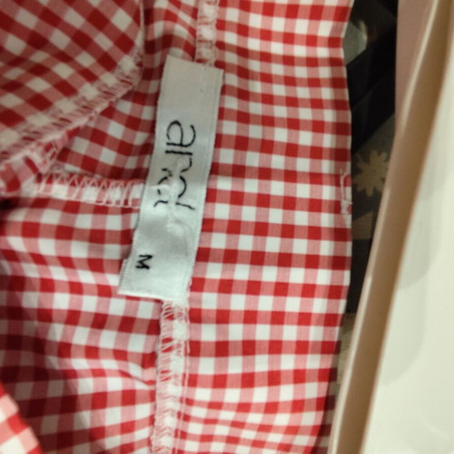 Anel gingham checkered shorts, red and white, size M