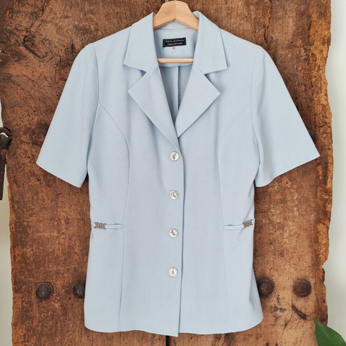 Light Blue Vintage Midi Skirt Suit 2-Piece Set used