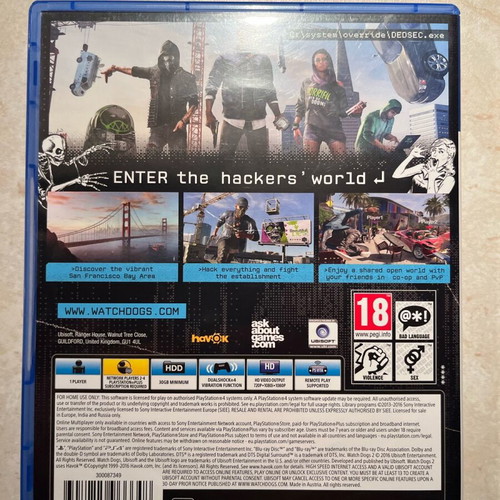 Watchdogs 2 PS4 like new with manual
