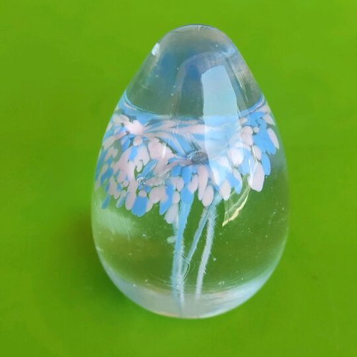Crystal egg with pink and blue flowers new