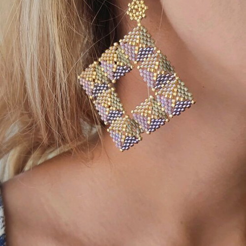 Handmade Miyuki earrings multicolor with stainless steel clasp made to order