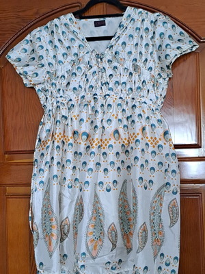 Achilleas Accessories Boho Satin Mini Dress with Paisley and Peacock Print