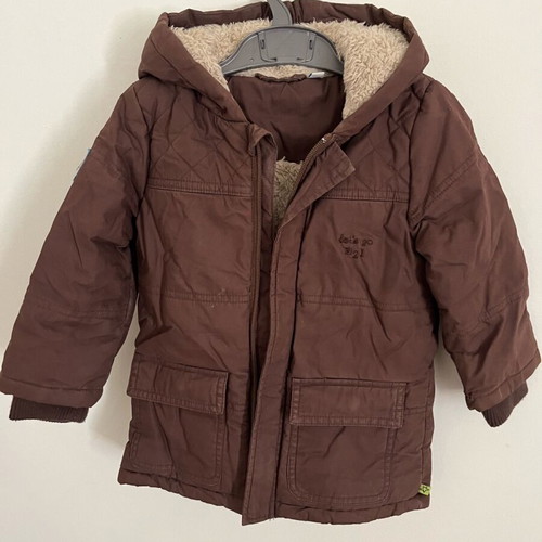 Brown jacket with fur and hood for boy 1-1/2 y 86cm used
