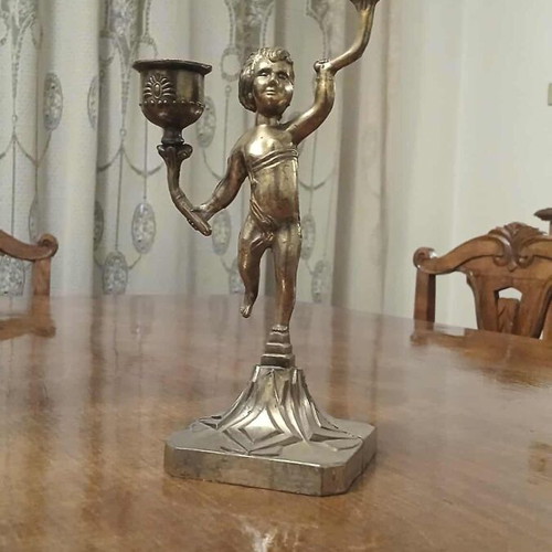 Candlestick 2-Holder with Child Figure like new