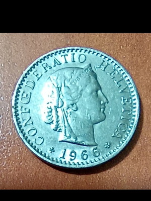 Coin 20 centimes 1966 Switzerland used