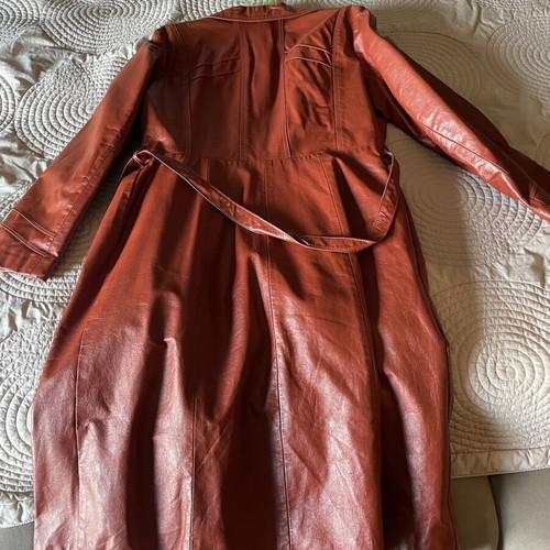 Leather coat vintage like new, removable lining, orange, size S