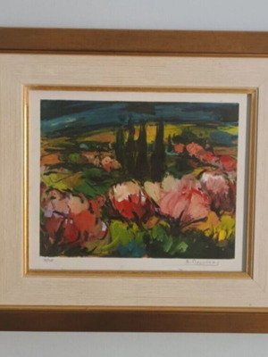 Silk Screen Print by Vasilis Prokopou framed 40x35 cm used with certificate