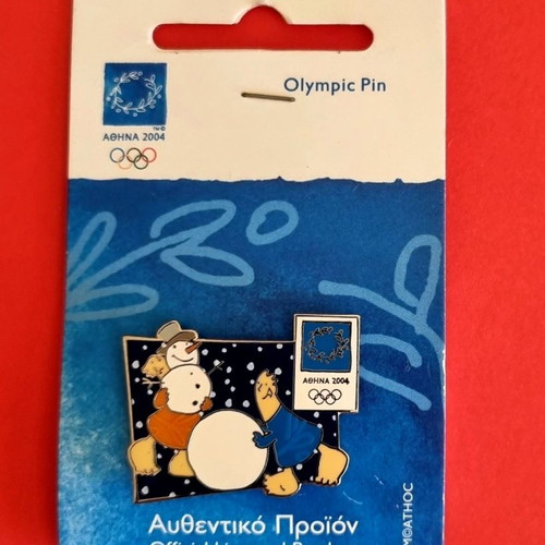 Olympic pin badges Athens 2004, pack of 4, new, mascot Christmas 2002 theme