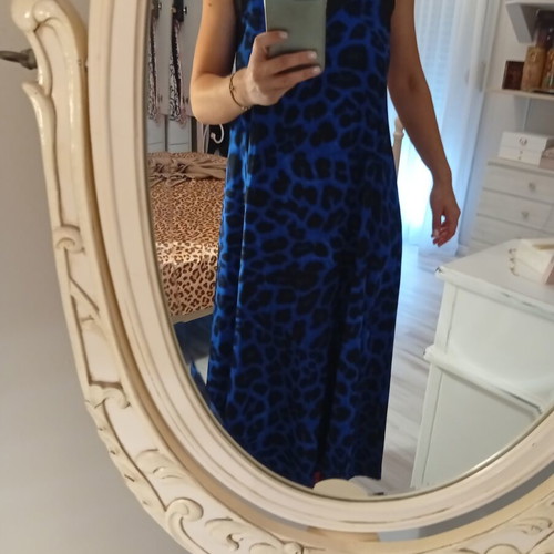 Leopard dress new, one size, black and blue