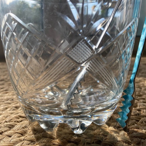 Ice bowl new with glass tongs