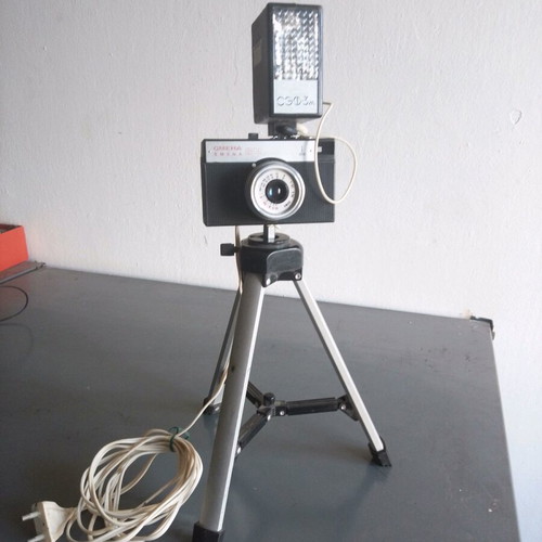 Smena 8M vintage camera used, package with flash and tripod