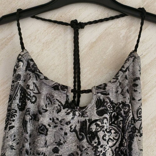 Boho mini dress like new with crochet back and beads